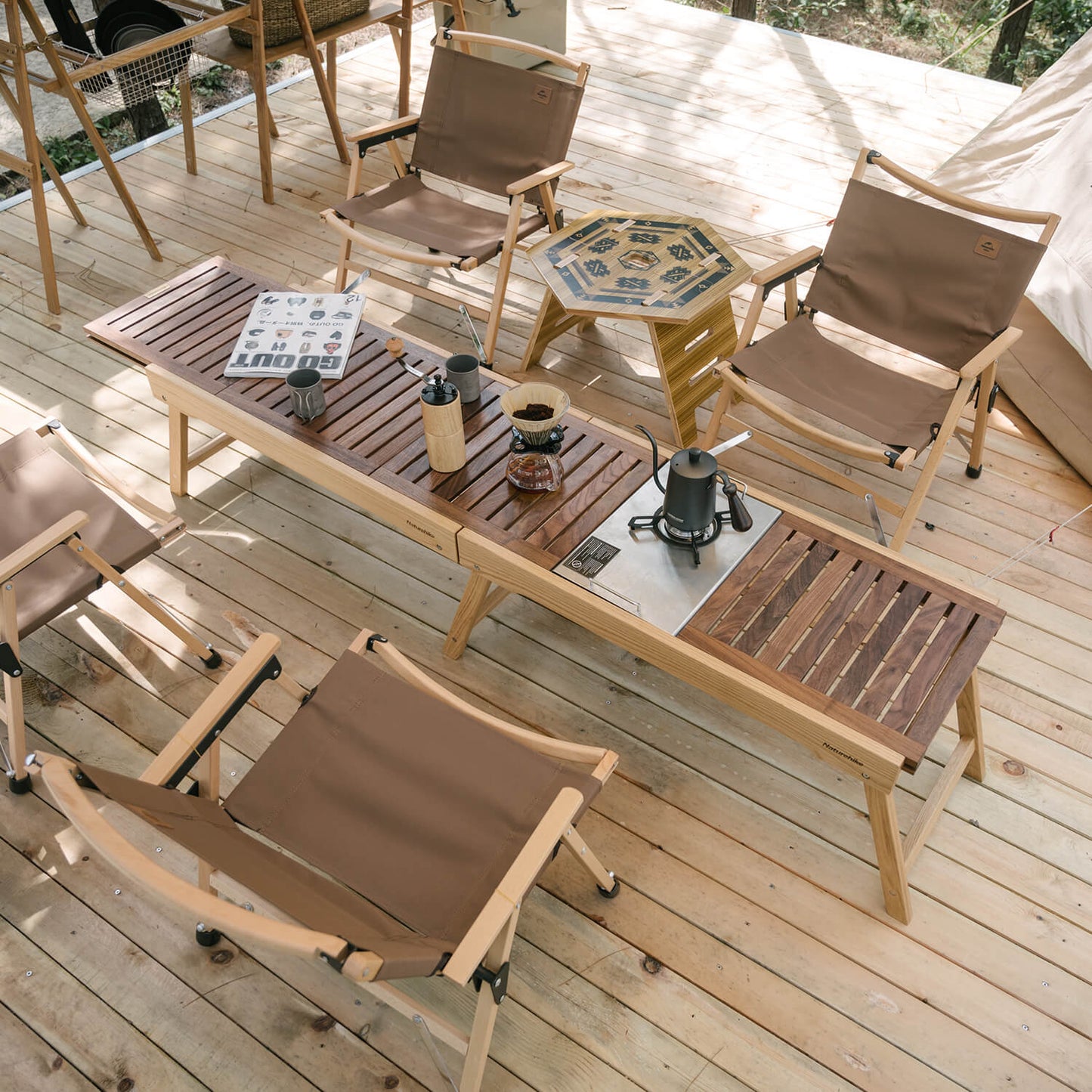 Table en bois pliante à glissière